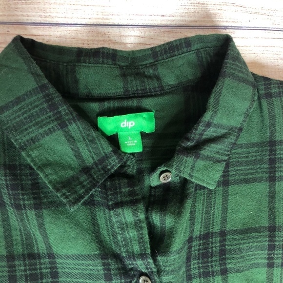 Dip Green Plaid Long Sleeve Shirt Size L - Picture 3 of 5
